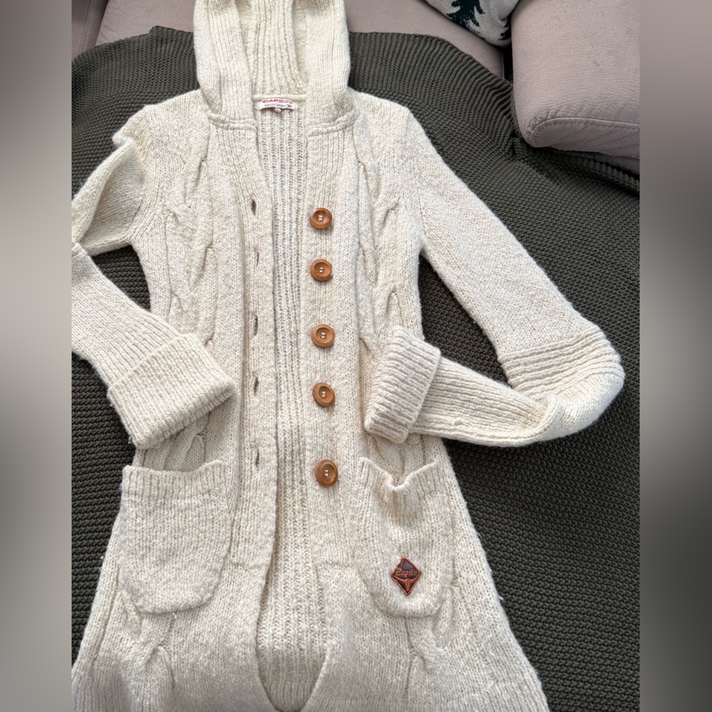 Cozy Cream Hooded Sweater with Button Detail